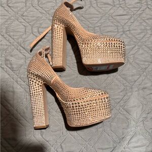 Steve Madden Gold Rhinestone Platform Heels